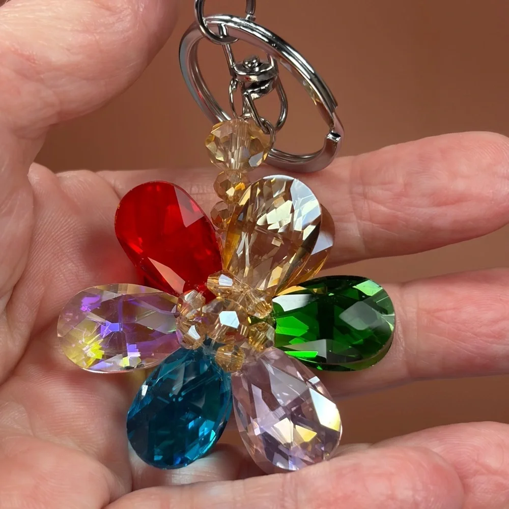 Sparkling Multicolored Crystal Flower Keychain/Bag Charm